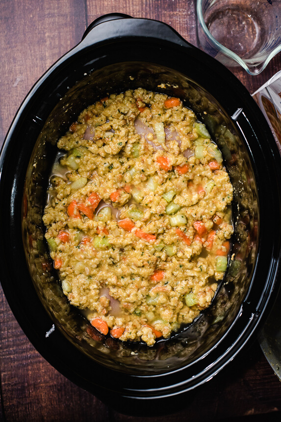 chicken and stuffing in crockpot