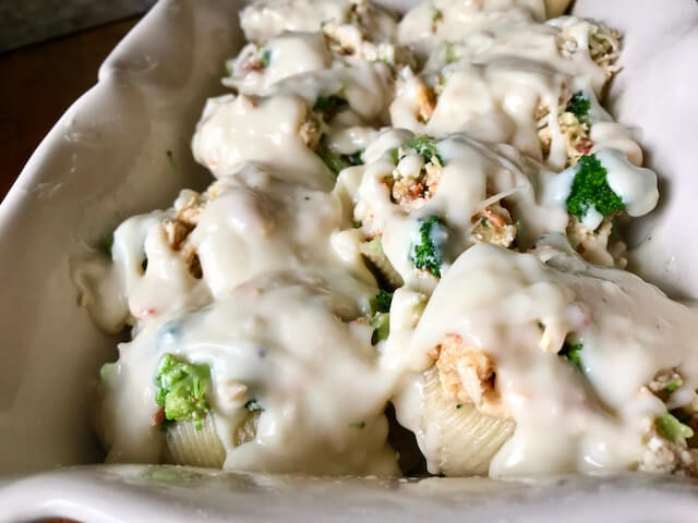 Chicken & Broccoli Alfredo Stuffed Shells - Life In The Lofthouse