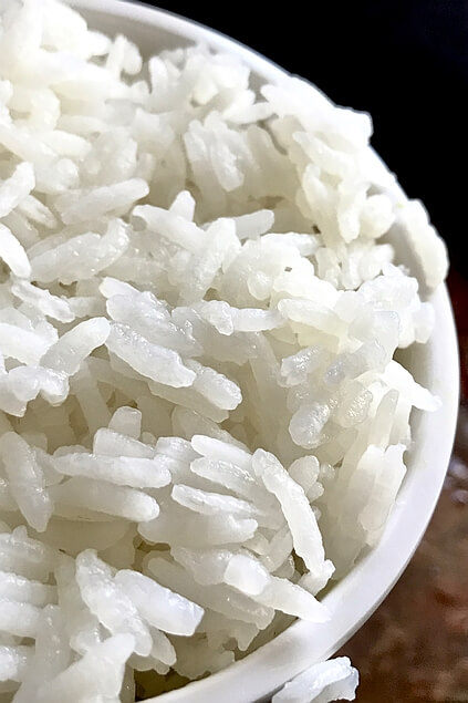 Fresh, fluffy white rice in a bowl.