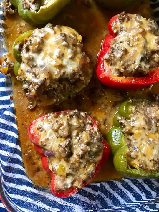 Philly Cheese Style Stuffed Peppers - The Skinnyish Dish