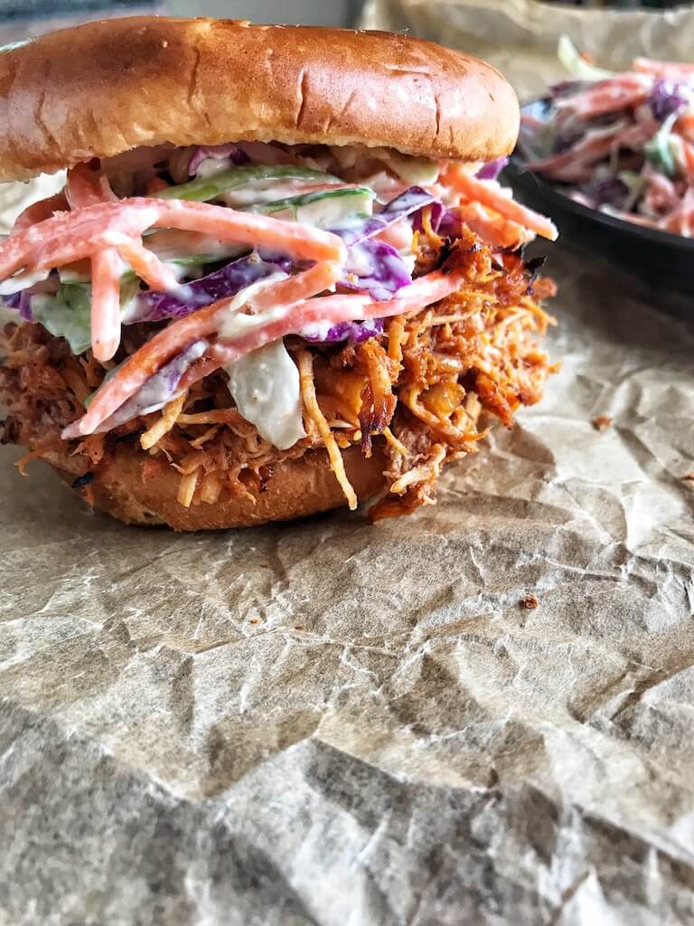 Slow Cooker Pulled Chicken Burger - Healthy Fitness Meals