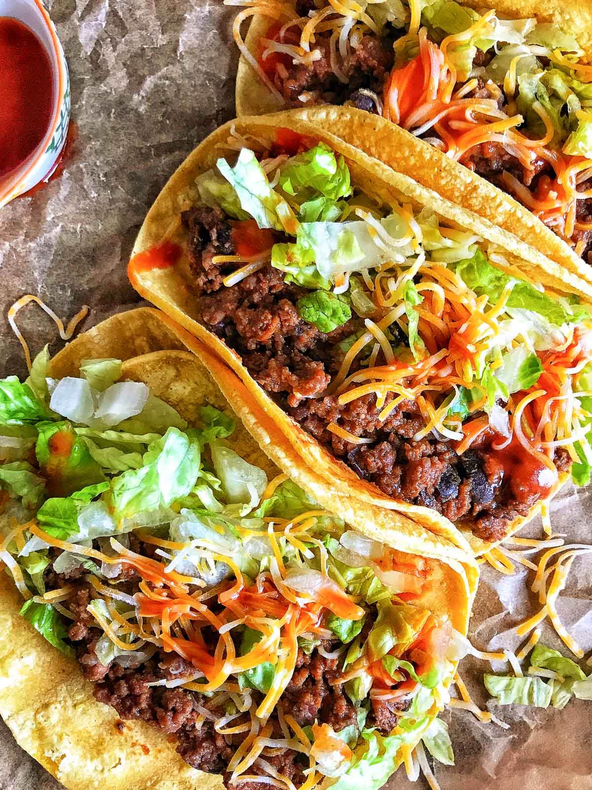 beef and bean tacos