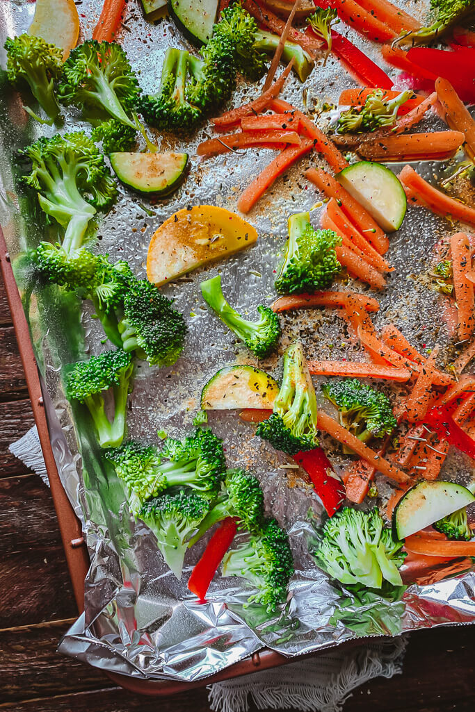 vegetables on pan