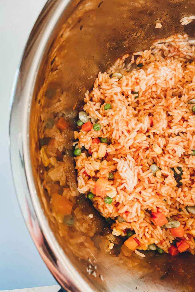 instant pot Mexican Rice cooked 