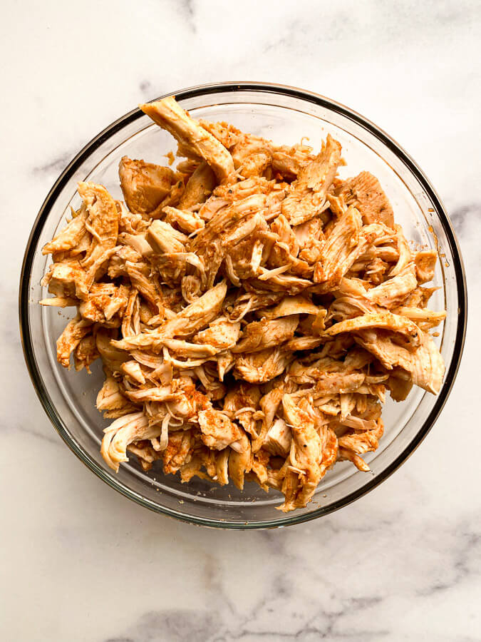 instant pot sharedded chicken in a bowl