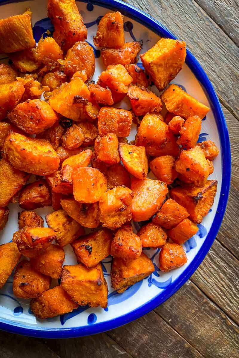 plate with cubes of sweet potatoes 