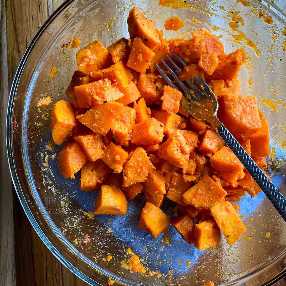 Air Fryer Sweet Potato Cubes - Every Little Crumb