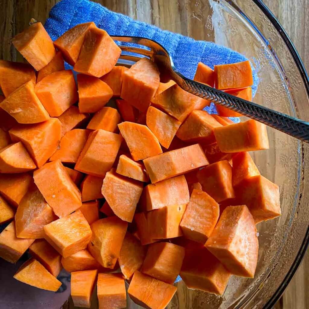 Air Fryer Sweet Potato Cubes - The Skinnyish Dish