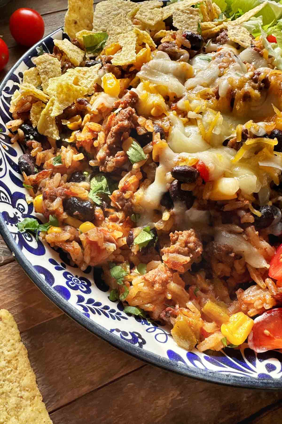 close up taco rice
