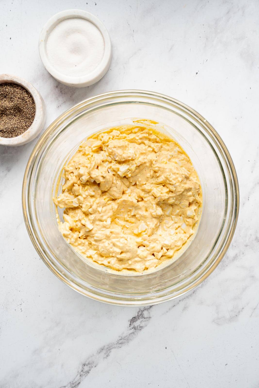 cottage cheese egg salad in bowl