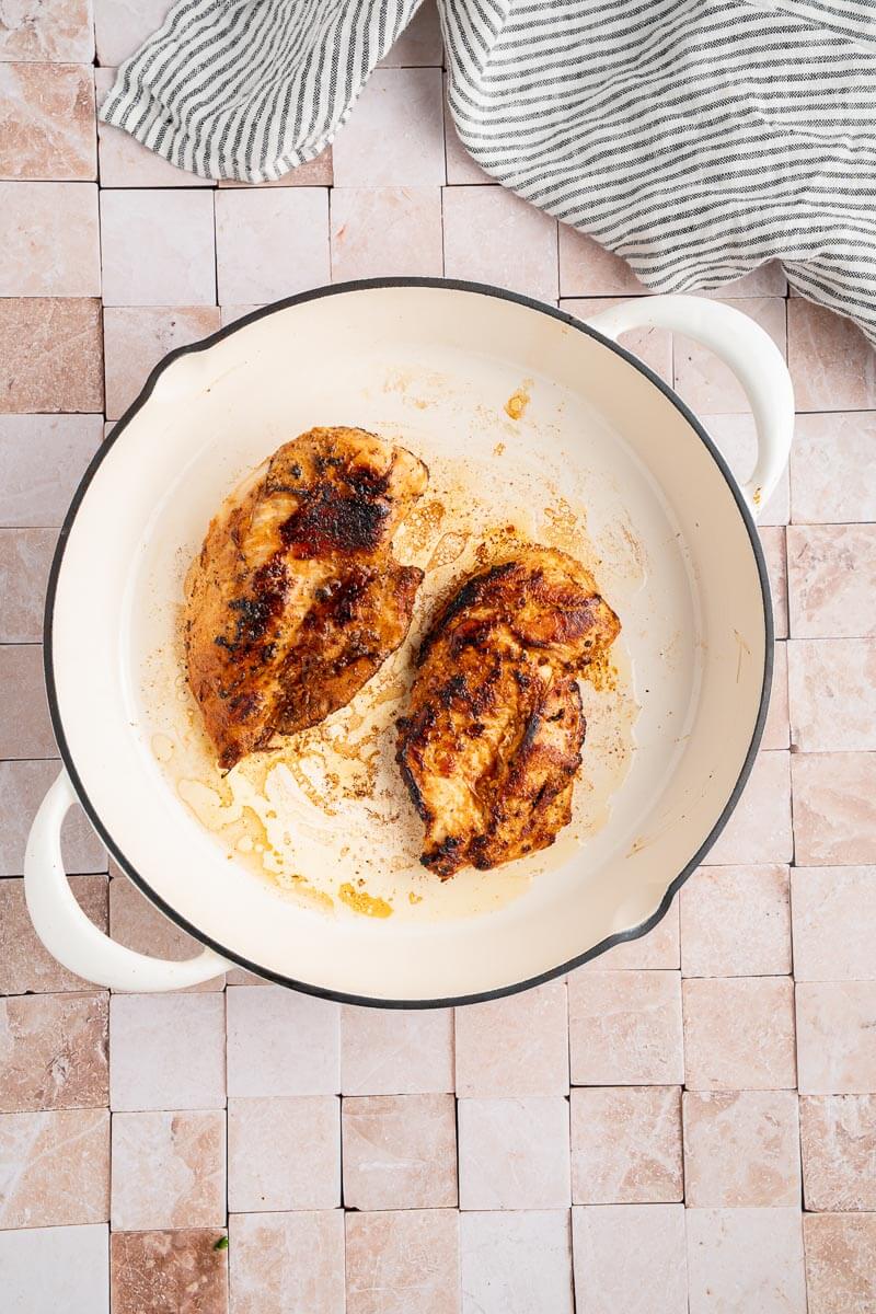 chipotle chicken breast cooking in skillet
